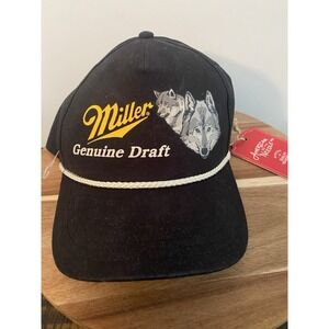 Vintage American Needle Miller Genuine Draft Wolves Ropes SnapBack Hat New NWT